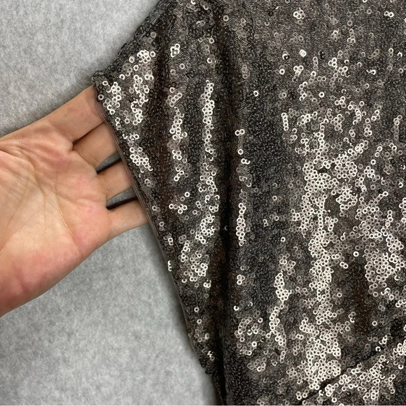 Vera Wang Sequin Sheath Cowl Back Pewter Holiday Party Dress - Picture 5 of 9